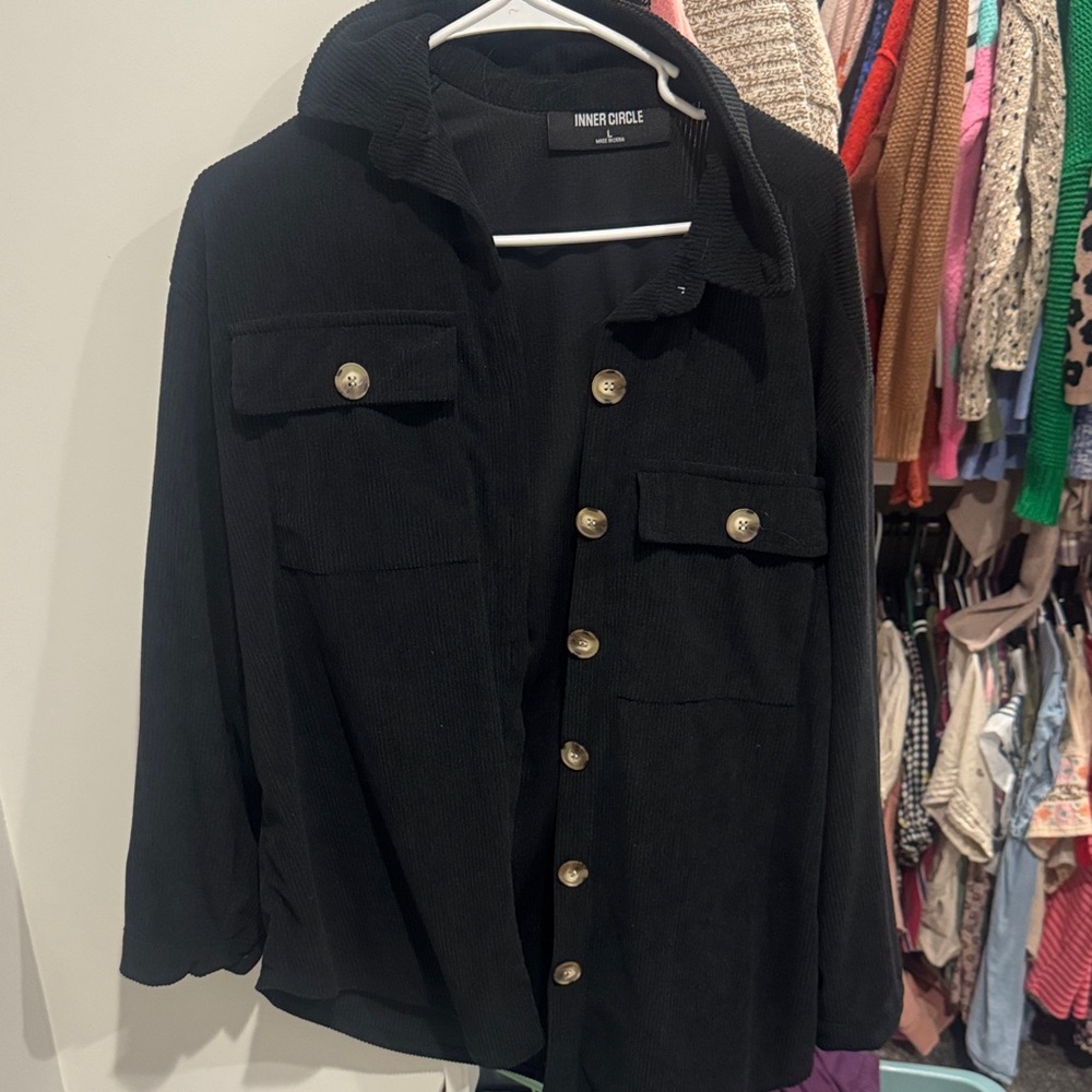Black Button-Up Women's Top